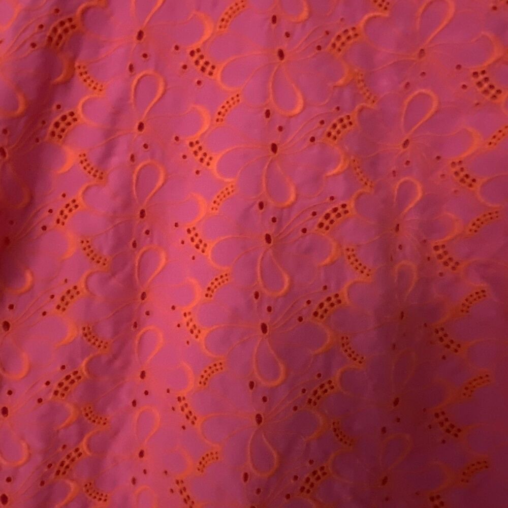 Lilly Pulitzer Lailah Top Neon Pink Orange Embroidered Eyelet Floral Glam XL - Picture 4 of 9